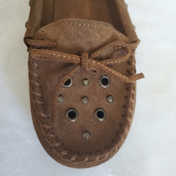 MINNETONKA Brown Soft Suede Leather Upper Slip On Moccasin Shoe Size 7.5 - Picture 7 of 14